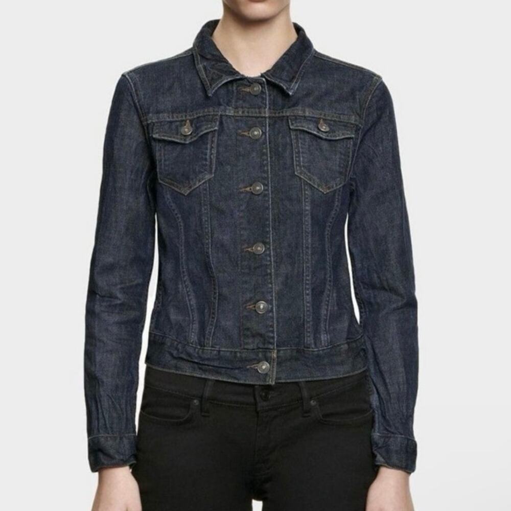 AllSaints Yori Denim Jacket Women’s Size 4 EUC Classic Blue Jean Jacket cropped